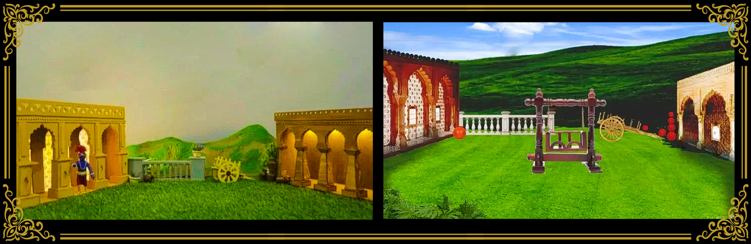 cycle pure agarbatti Handcrafted Wooden Jhula for Lord Krishna ad miniature set design